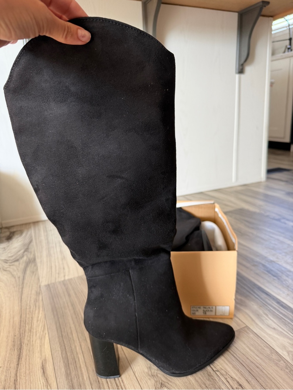 Soda Black Suede Over-the-Knee Block Heel Boots